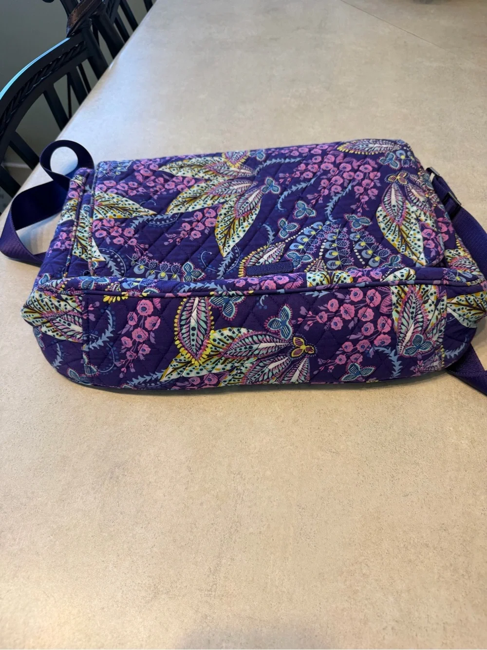 Vera Bradley Purple Quilted Floral Crossbody laptop bag with Multicolor Paisley